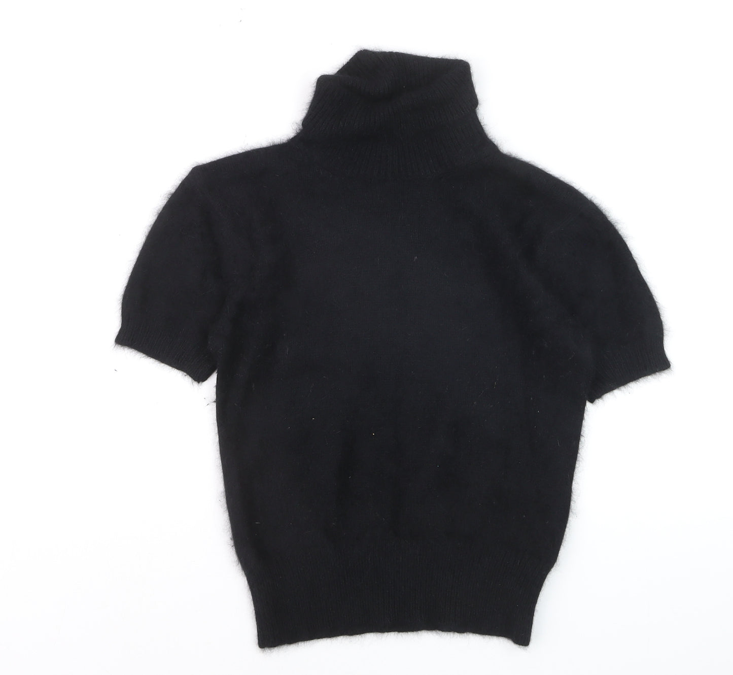 Marks and Spencer Women's Black Angora Roll Neck Short Sleeve Jumper Size 10