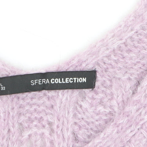 Sfera Women Purple Open-Knit Sleeveless V-Neck Vest Jumper Size 12