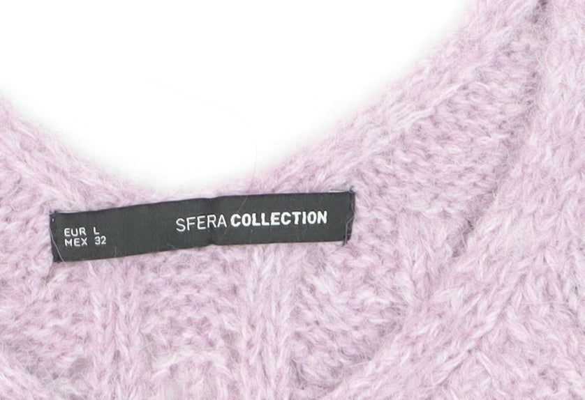 Sfera Women Purple Open-Knit Sleeveless V-Neck Vest Jumper Size 12