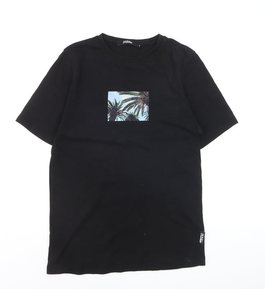 Jaded London Women's Black Palm Print Cotton T-Shirt - M