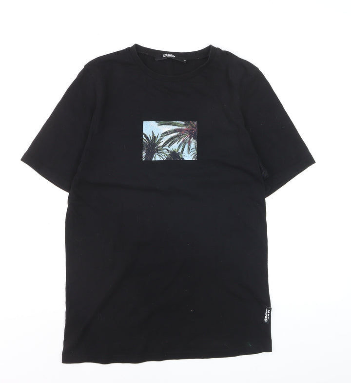 Jaded London Women's Black Palm Print Cotton T-Shirt - M