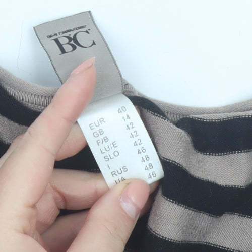Best Connections Women Beige Striped Long Sleeve Cardigan Size 14