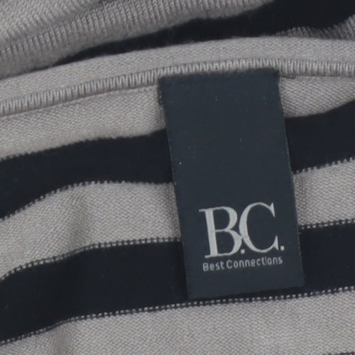 Best Connections Women Beige Striped Long Sleeve Cardigan Size 14
