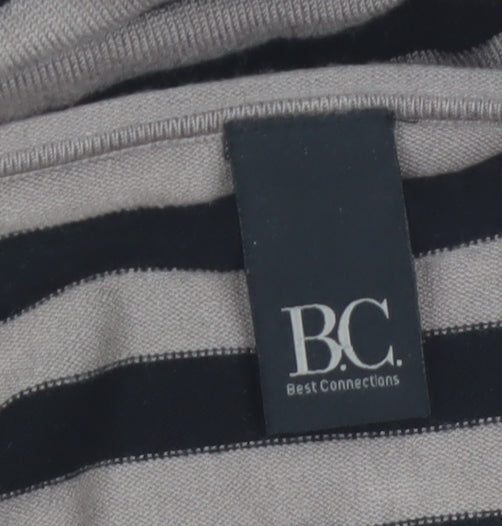 Best Connections Women Beige Striped Long Sleeve Cardigan Size 14