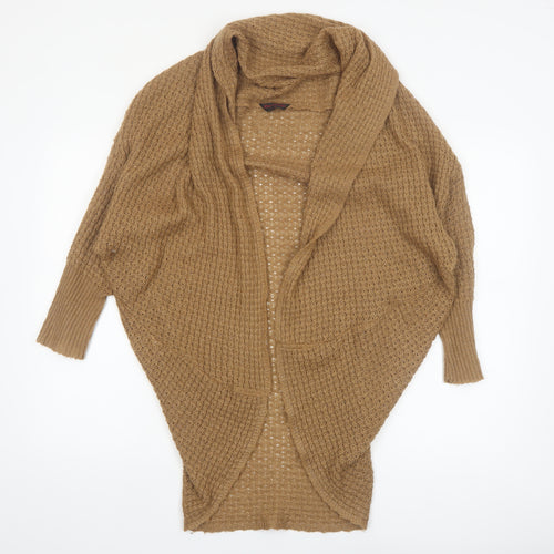 Miss Selfridge Women Beige Size 12 Chunky Knit Open Cardigan