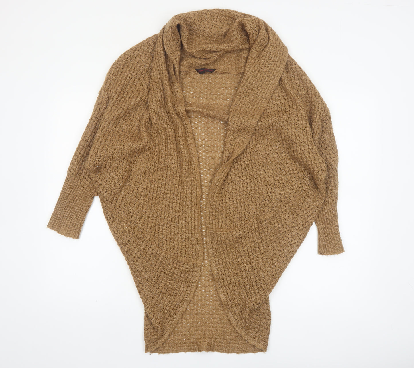 Miss Selfridge Women Beige Size 12 Chunky Knit Open Cardigan