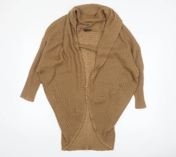 Miss Selfridge Women Beige Size 12 Chunky Knit Open Cardigan