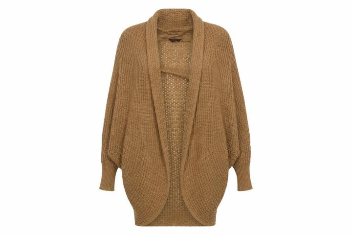 Miss Selfridge Women Beige Size 12 Chunky Knit Open Cardigan