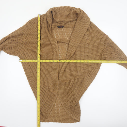 Miss Selfridge Women Beige Size 12 Chunky Knit Open Cardigan