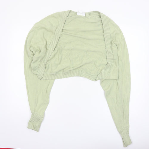 Monki Womens Green Shrug Cardigan Size 12 Cotton Modal Knit