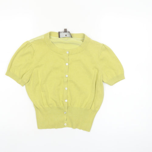 Fenn Wright Manson Women's Green Silk Blend Short Sleeve Cardigan Size 12