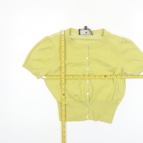 Fenn Wright Manson Women's Green Silk Blend Short Sleeve Cardigan Size 12