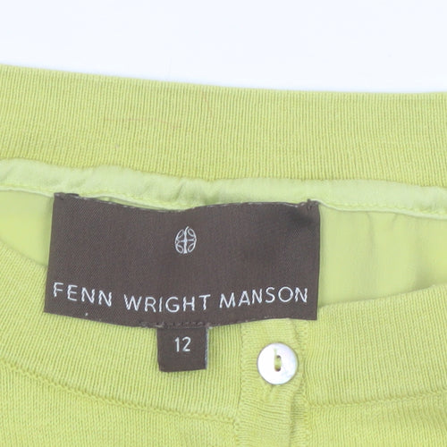 Fenn Wright Manson Women's Green Silk Blend Short Sleeve Cardigan Size 12
