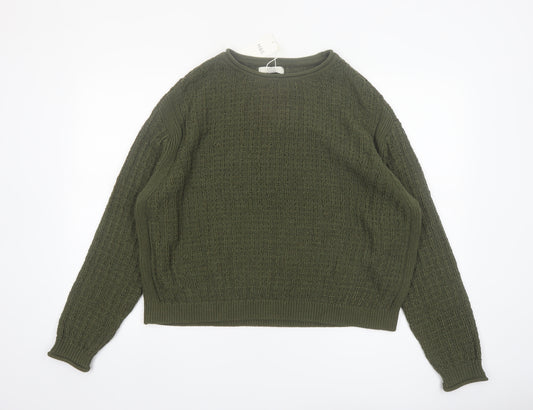 Marks and Spencer Womens Green Cotton Knit Jumper L
