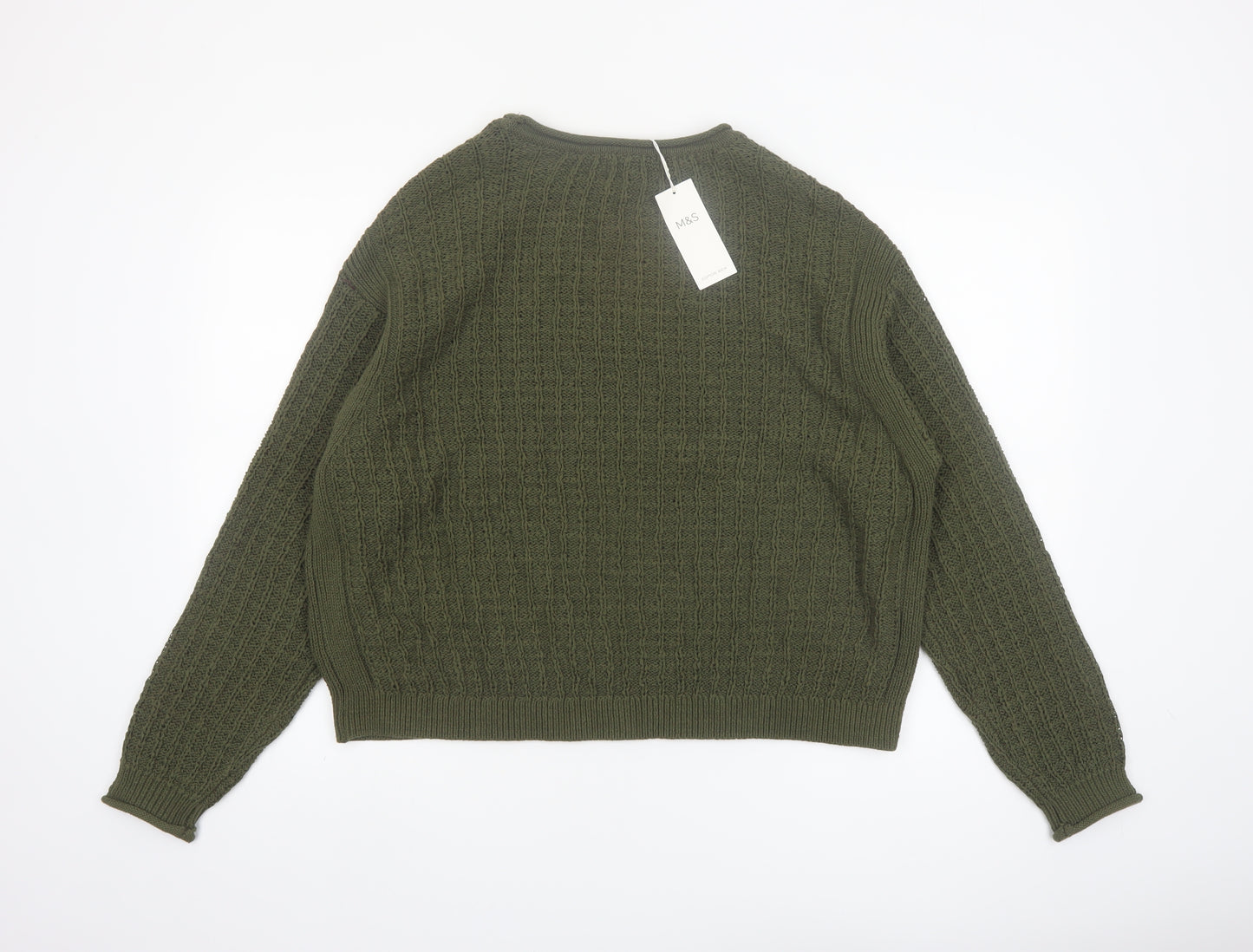Marks and Spencer Womens Green Cotton Knit Jumper L