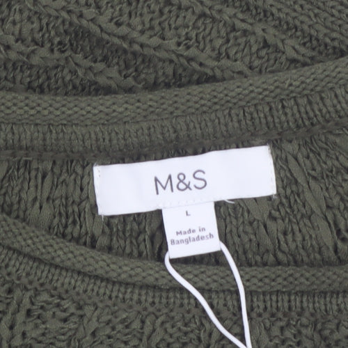 Marks and Spencer Womens Green Cotton Knit Jumper L