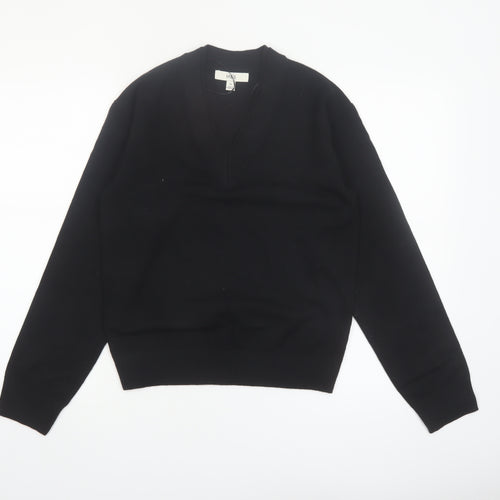 Marks and Spencer Womens Black V-Neck Pullover Jumper XS