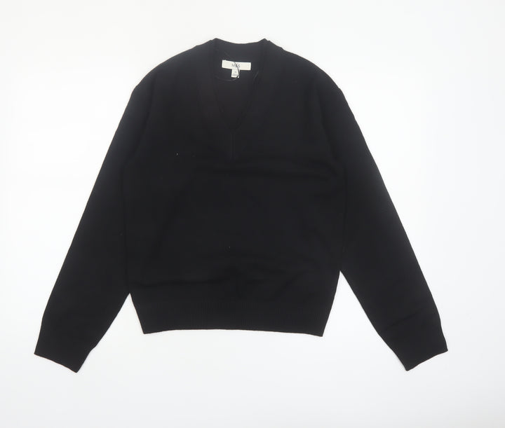 Marks and Spencer Womens Black V-Neck Pullover Jumper XS