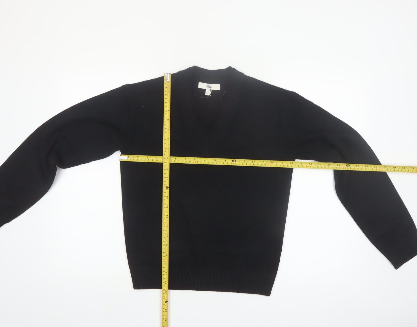 Marks and Spencer Womens Black V-Neck Pullover Jumper XS