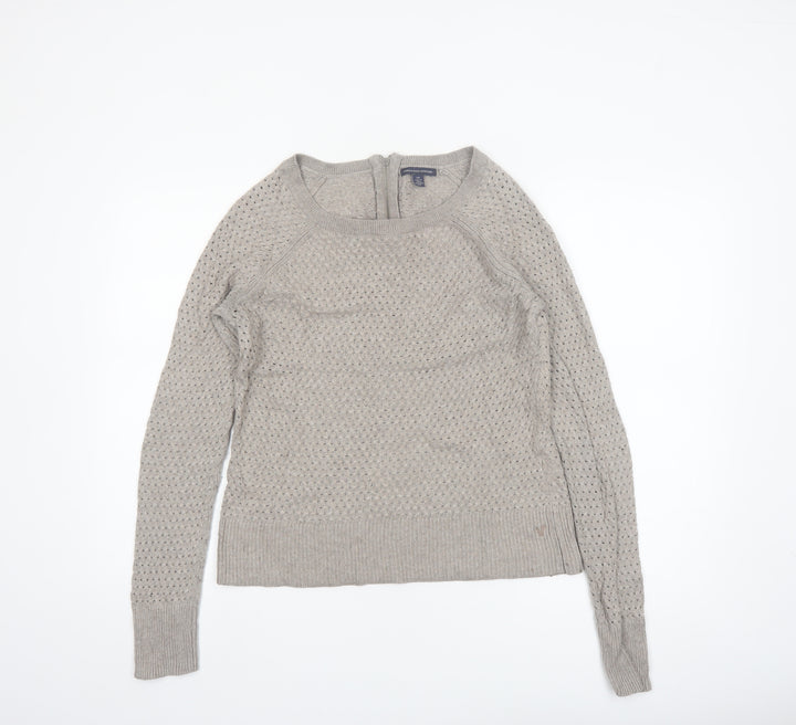 American Eagle Outfitters Women Beige Knit Jumper UK 8-10 Small