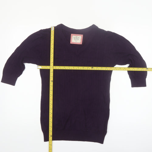 Bare Denim Womens Purple V-Neck 3/4 Sleeve Pullover Jumper L