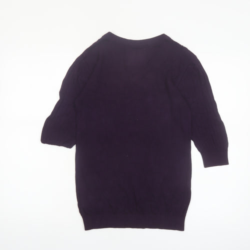 Bare Denim Womens Purple V-Neck 3/4 Sleeve Pullover Jumper L