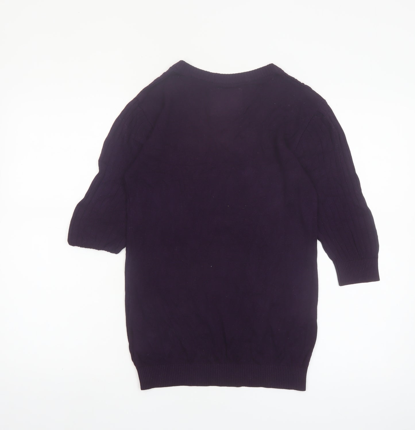 Bare Denim Womens Purple V-Neck 3/4 Sleeve Pullover Jumper L