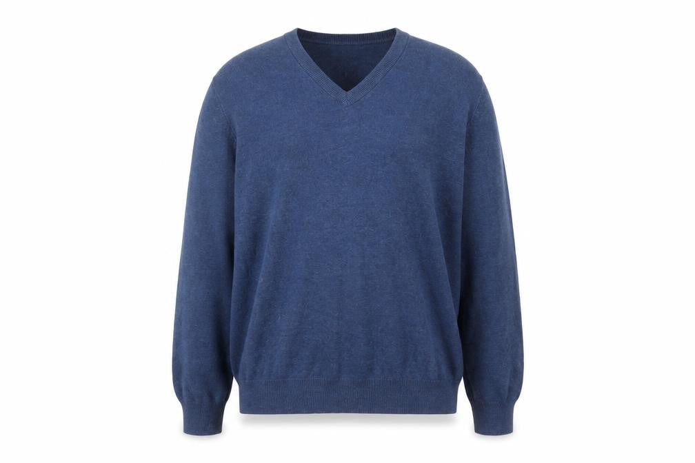 Marks and Spencer Men's Blue V-Neck Cotton Jumper XL