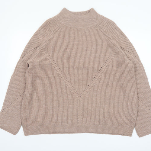 Wallis Women’s Beige Mock Neck Knit Jumper Size L