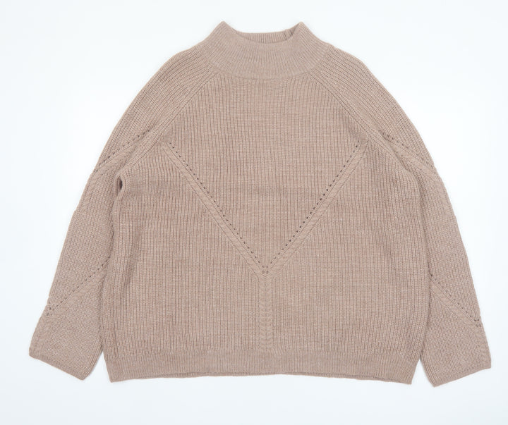 Wallis Women’s Beige Mock Neck Knit Jumper Size L