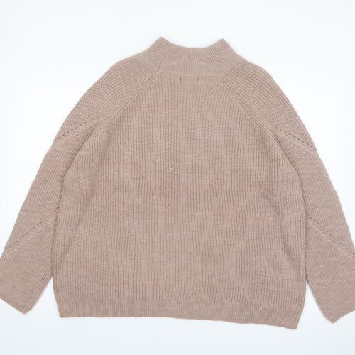 Wallis Women’s Beige Mock Neck Knit Jumper Size L