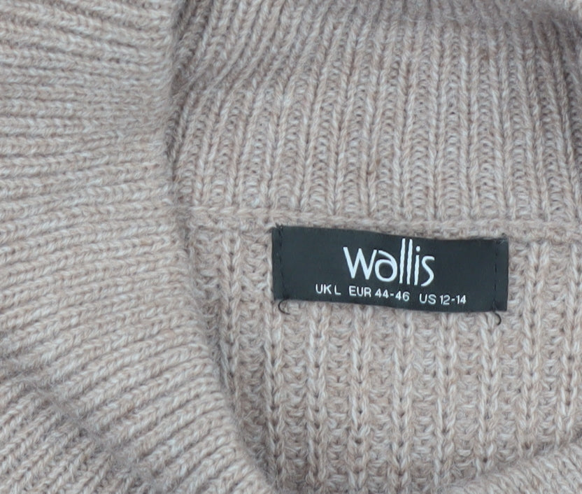 Wallis Women’s Beige Mock Neck Knit Jumper Size L