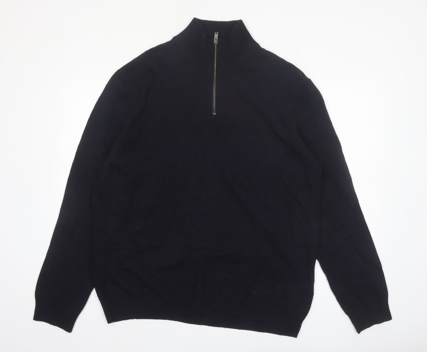 Marks and Spencer Men's Black XL Lambswool 1/2 Zip Jumper