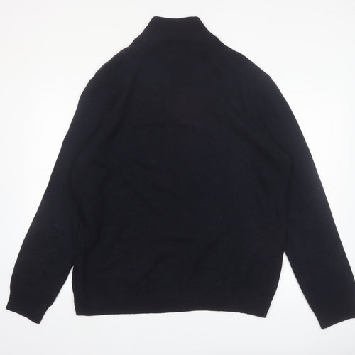 Marks and Spencer Men's Black XL Lambswool 1/2 Zip Jumper