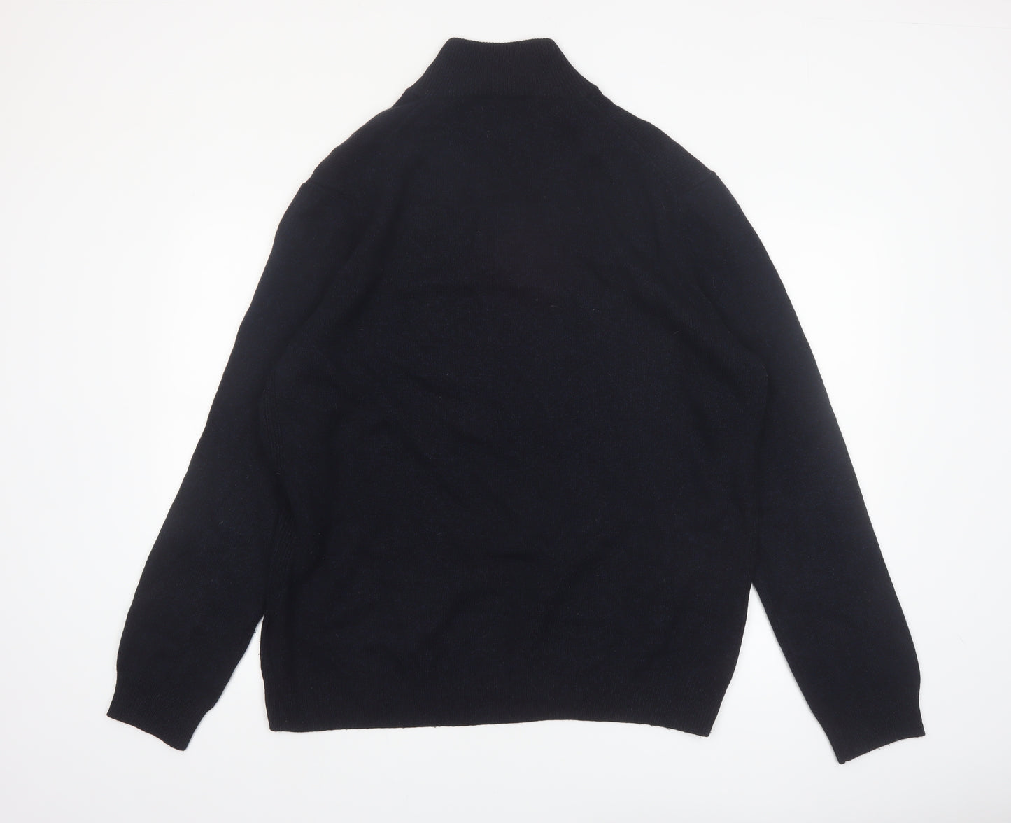 Marks and Spencer Men's Black XL Lambswool 1/2 Zip Jumper