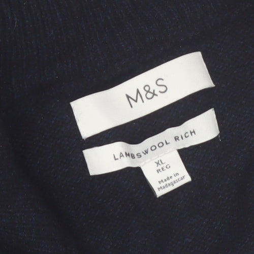 Marks and Spencer Men's Black XL Lambswool 1/2 Zip Jumper