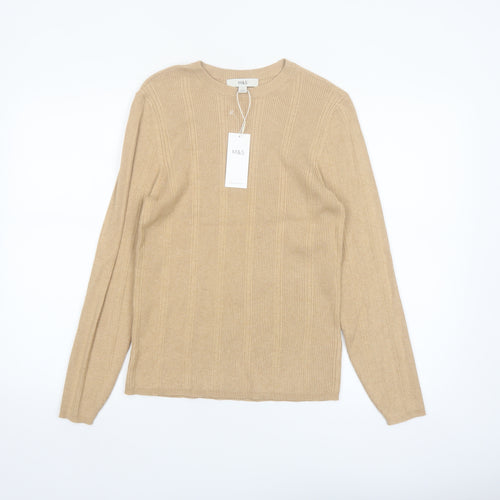 Marks and Spencer Womens Beige Size 16 Ribbed Knit Crew Neck Jumper