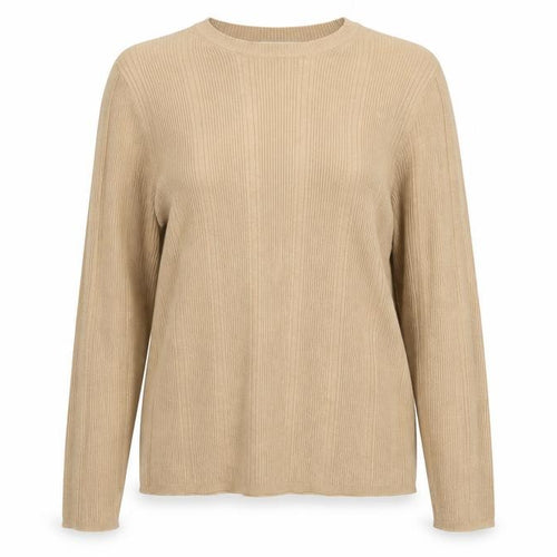 Marks and Spencer Womens Beige Size 16 Ribbed Knit Crew Neck Jumper