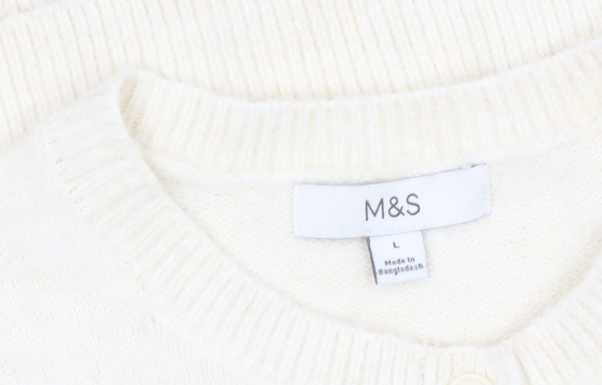 Marks and Spencer Womens Ivory L Cardigan Knit Jumper