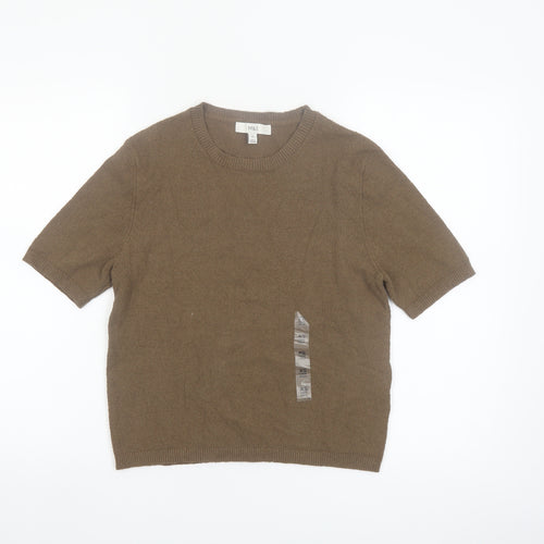 Marks and Spencer Women's Brown XS Cotton Knit Short Sleeve Jumper
