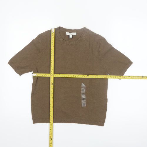 Marks and Spencer Women's Brown XS Cotton Knit Short Sleeve Jumper