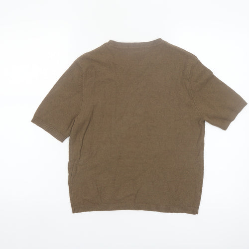 Marks and Spencer Women's Brown XS Cotton Knit Short Sleeve Jumper