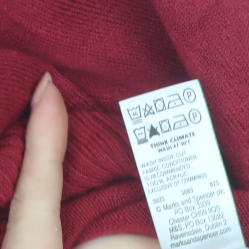 Marks and Spencer Women's Red Crew Neck Acrylic Jumper Size 12