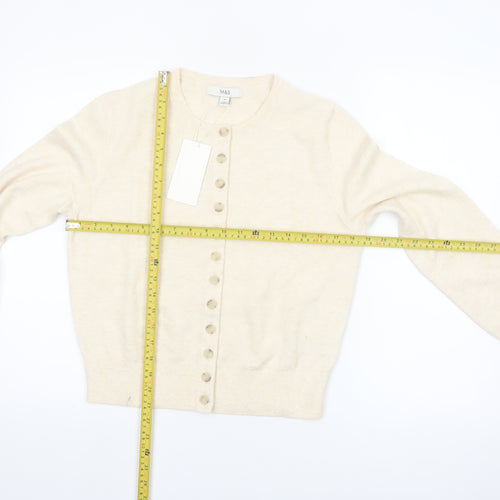 Marks and Spencer Women Beige Cardigan Knit Jumper M