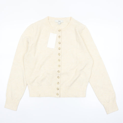 Marks and Spencer Women Beige Cardigan Knit Jumper M
