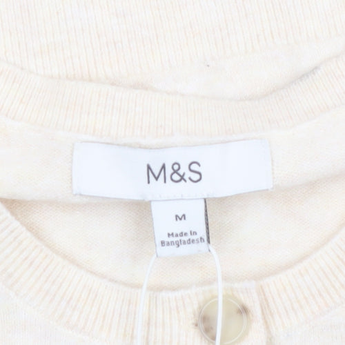 Marks and Spencer Women Beige Cardigan Knit Jumper M