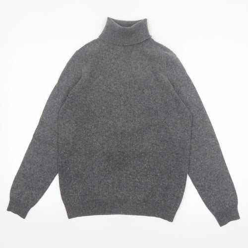 WoolOvers Women's Grey Roll Neck Merino Cashmere Jumper M