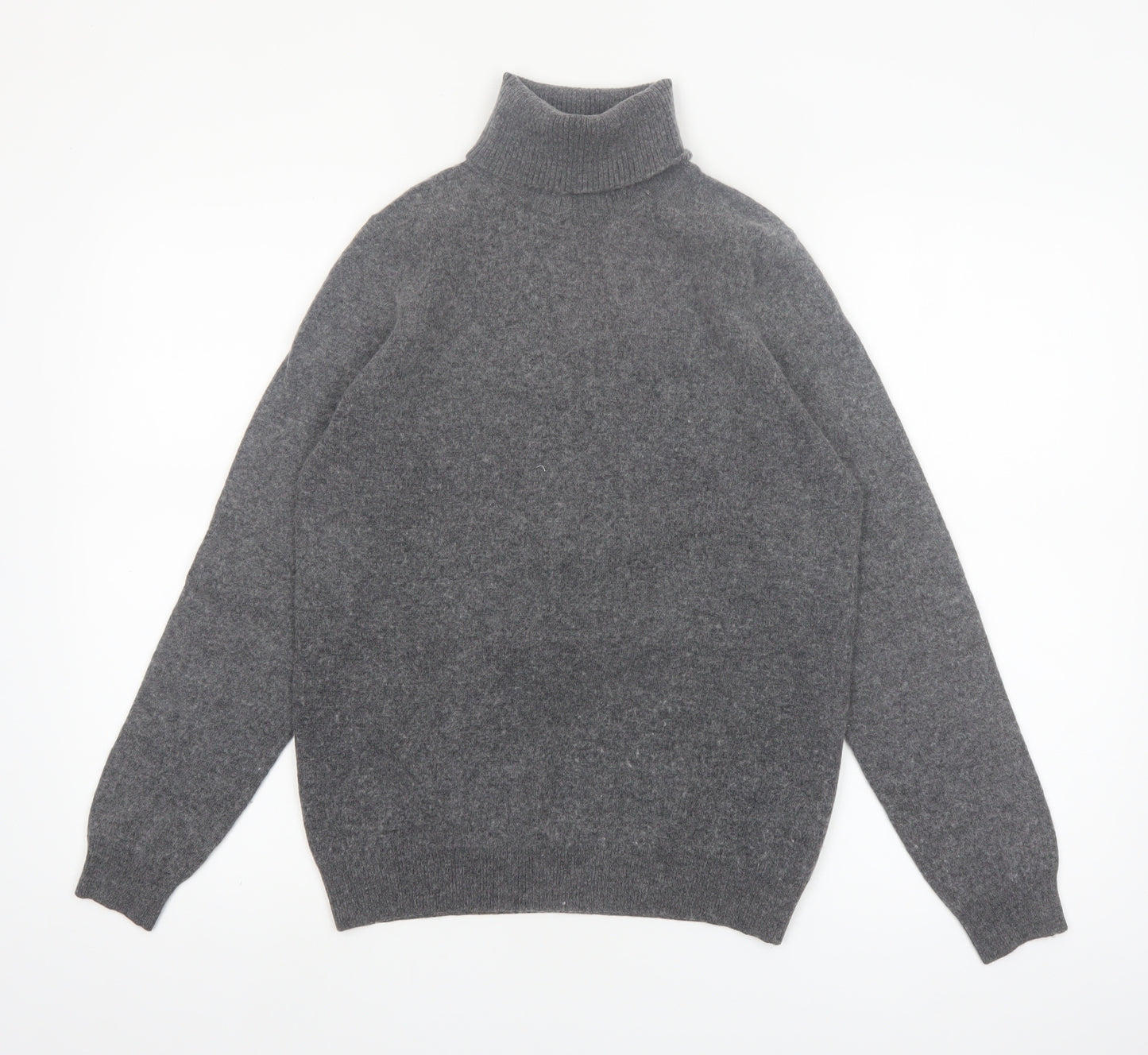 WoolOvers Women's Grey Roll Neck Merino Cashmere Jumper M
