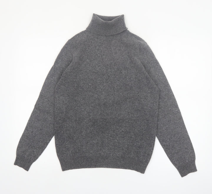 WoolOvers Women's Grey Roll Neck Merino Cashmere Jumper M
