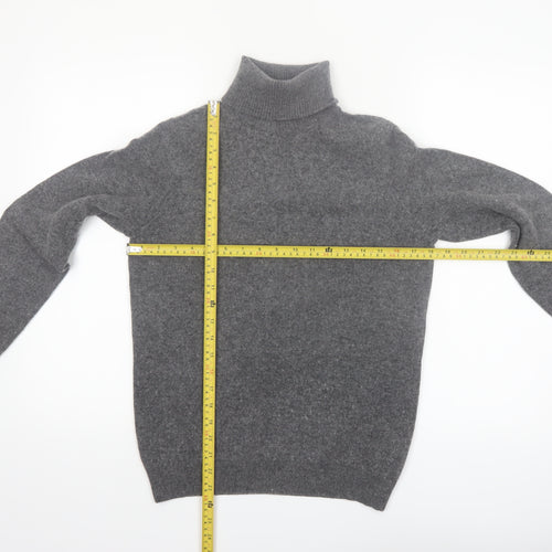 WoolOvers Women's Grey Roll Neck Merino Cashmere Jumper M